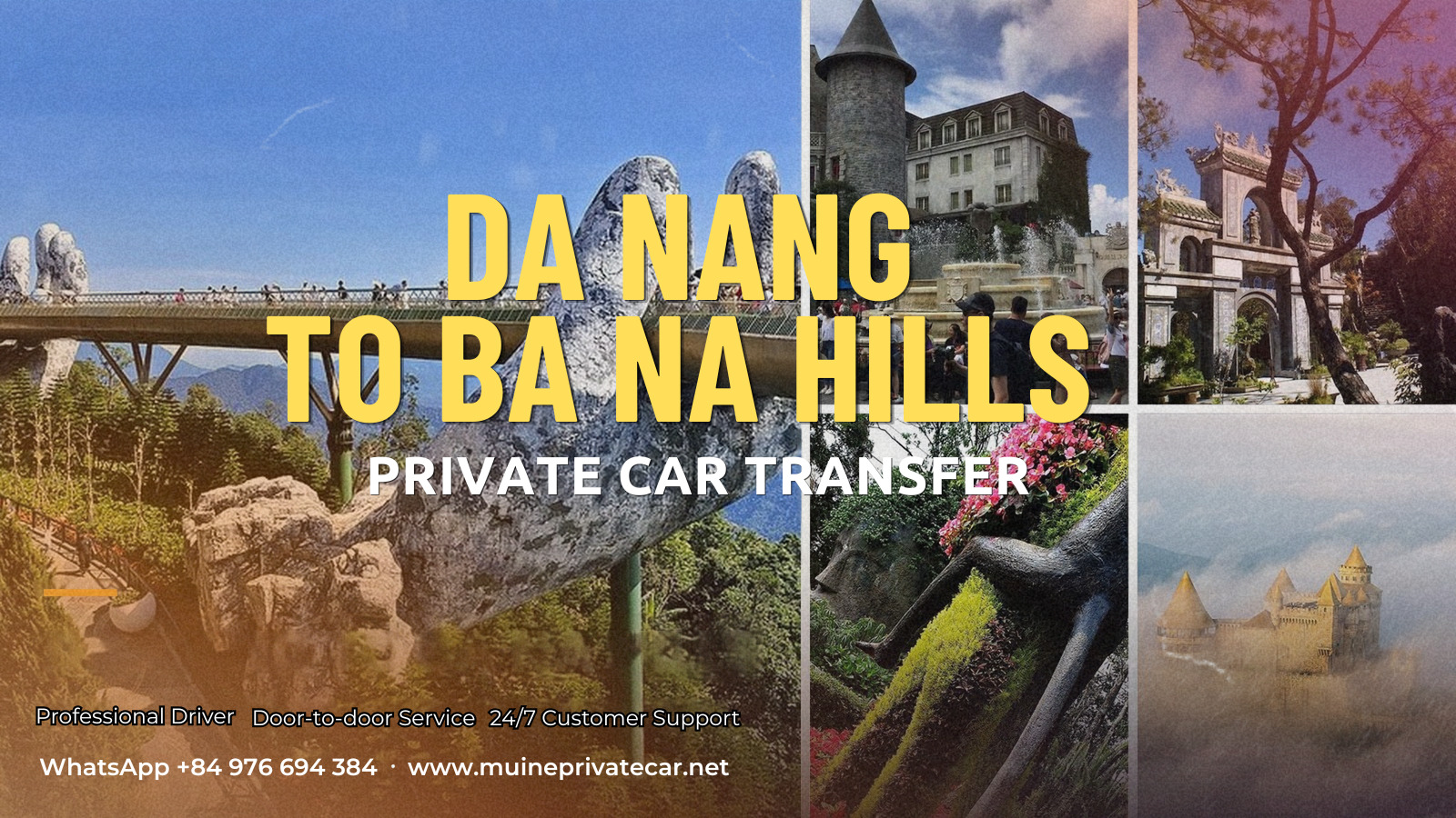 Da Nang to Ba Na Hills private car trip to the Golden Bridge